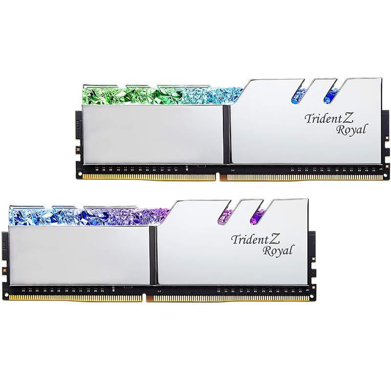 芝奇（G.SKILL）16GB(8G×2)套装 DDR4 3200频率 台式机内存条 皇家戟RGB灯条/(花耀银)