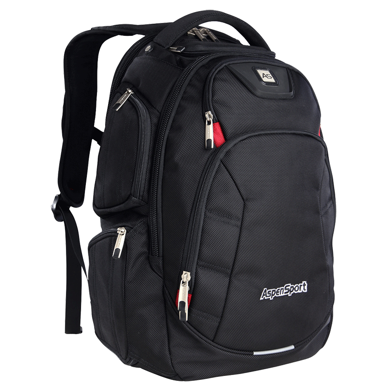 艾奔（ASPENSPORT）商务双肩包男士背包电脑包大容量旅行包出差男包书包 黑色