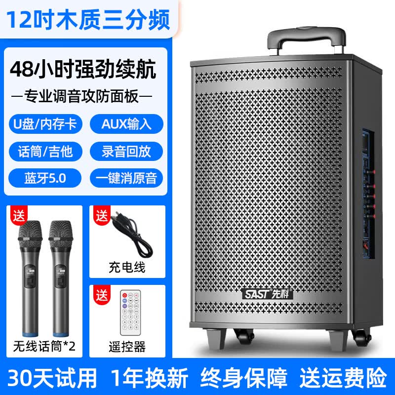 先科广场舞音响户外移动拉杆演出唱k歌音箱家用便携式蓝牙大功率 18寸组合喇叭演出音箱+2支无线话怎么看?