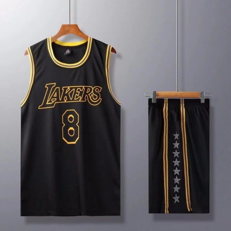 纪念版球衣24号黑曼巴kobe篮球服8号比赛篮球服定制 8号科比黑色圆领