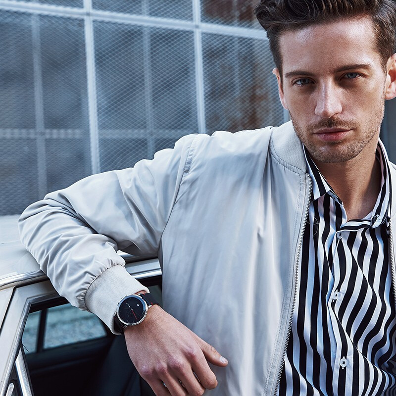 M.B.K美国品牌进口手表男士机械表全自动弧面防水简约商务男士品牌腕表 【24小时】银壳黑面皮带M1008G