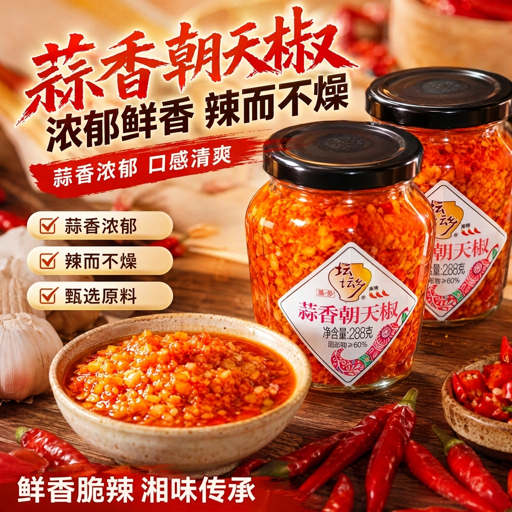 坛坛乡蒜香朝天椒238g*2 19.9元 - 线报酷