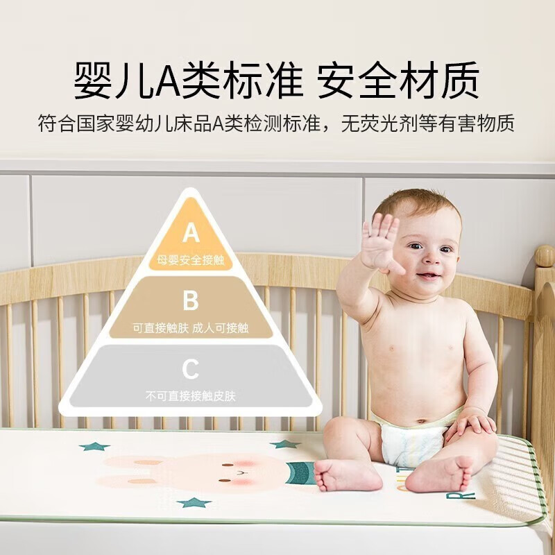 英氏（YEEHOO）婴儿凉席儿童凉席幼儿园午睡冰丝凉席新生儿床垫-国宝熊（大号）