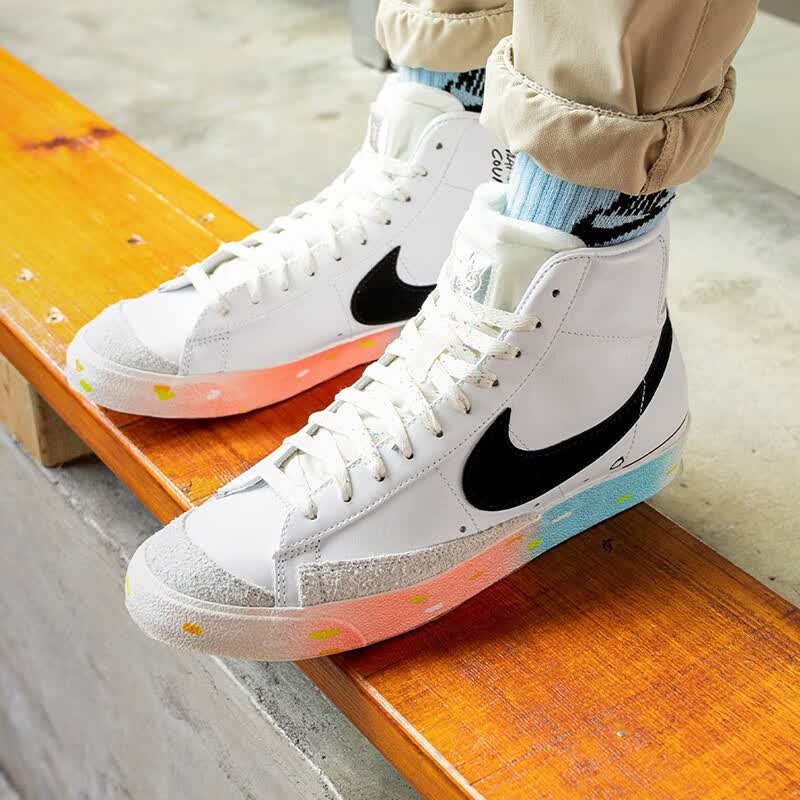 nike 耐克休闲鞋男子高帮电玩像素透气耐磨轻便运动帆布板鞋 dj4278