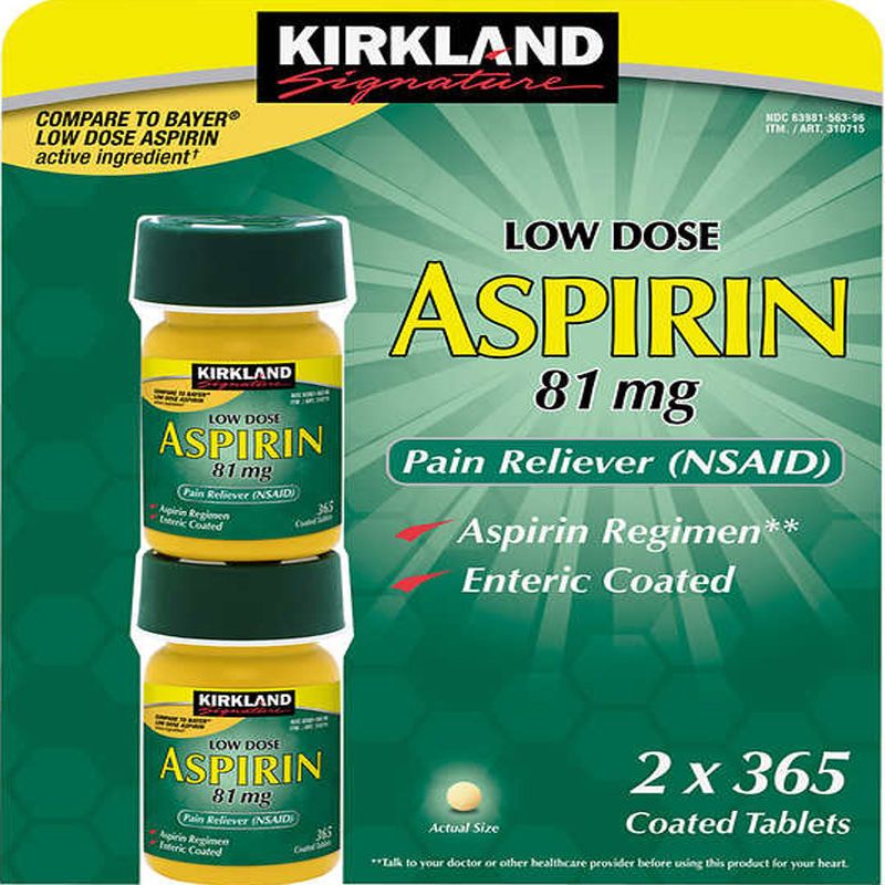 2瓶美国直邮 kirkland 柯克兰柯蓝阿司匹林aspirin 81mg 血管保健