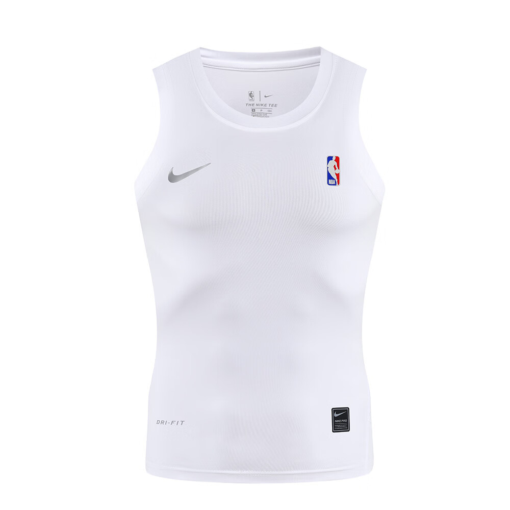 NK NASA美式紧身衣短袖足球篮球训练服跑步修身打底健身运动背心透气速干 NK紧身衣-白色背心 3XL 身高180-190体重170-190斤