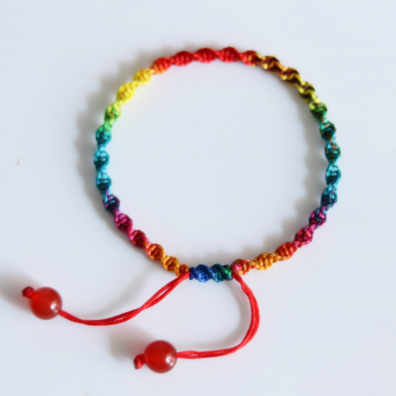 手工礼物情侣男女编织绳diy新手材料包 抖音头发手链 彩虹手绳材料包