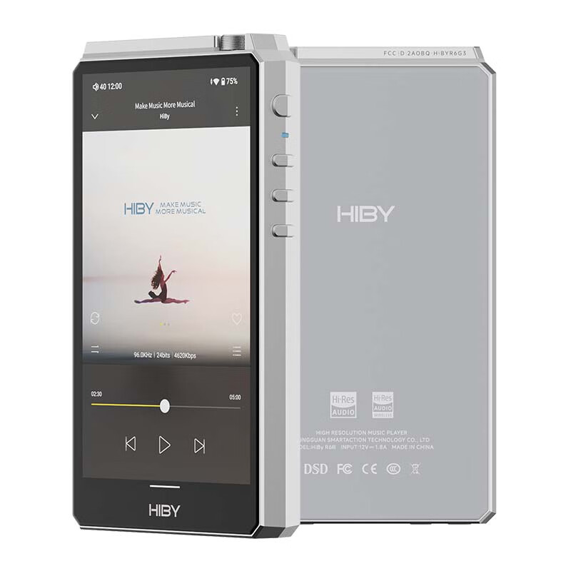HiBy R6 III三代高解析度无损音乐HiFi播放器MP3安卓12蓝牙WiFi随身听国砖海贝 银灰色