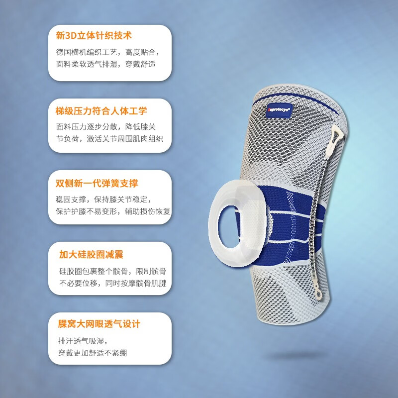 Suprotecyo运动恢复护膝男女半月板膝盖篮球羽毛球健身膝部受伤保暖保护护具 RC6（单只） 3XL （上围52-55cm，下围44-47cm