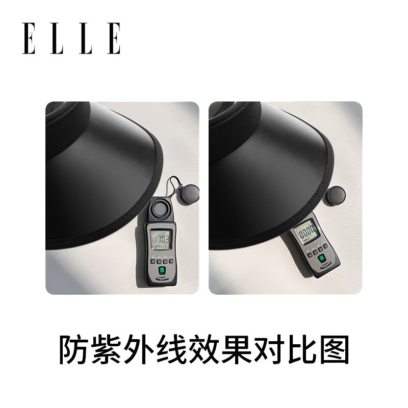 ELLE空顶帽夏季骑行遮阳防晒帽子大帽檐沙滩女防紫外线太阳帽 经典黑