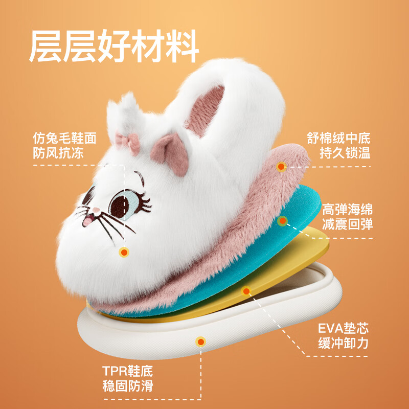 朴西玛丽猫棉拖鞋女款秋冬季室内居家防滑加绒保暖防寒包跟亲子棉鞋 玛丽猫 28-29 (200mm)