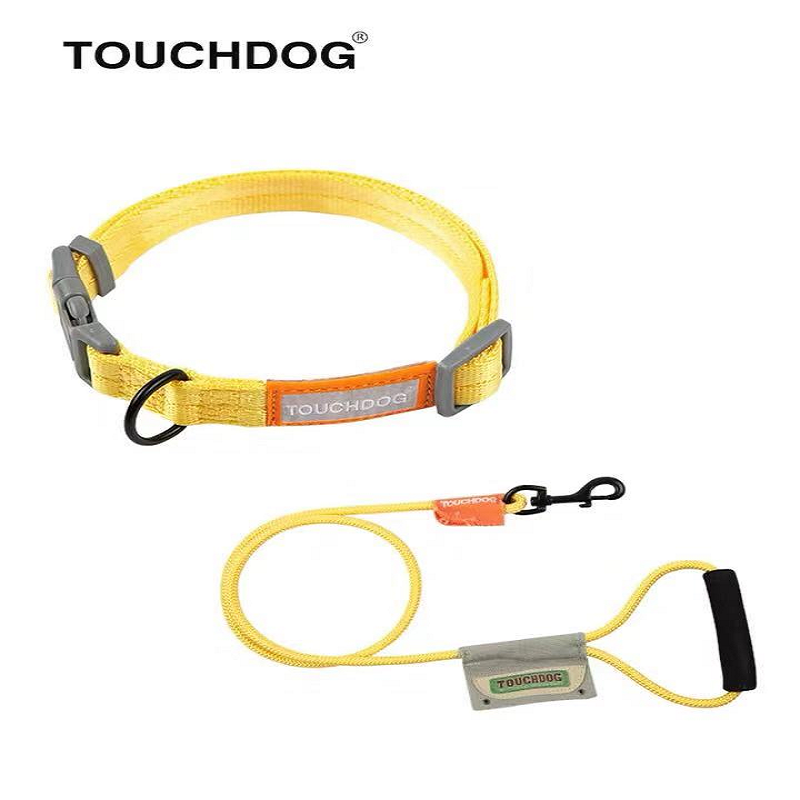 Touchdog它它狗狗牵引绳脖圈遛狗绳胸背带项圈套装泰迪小型中型犬 2019YZC005 黄色牵引+项圈 S（0-8kg）