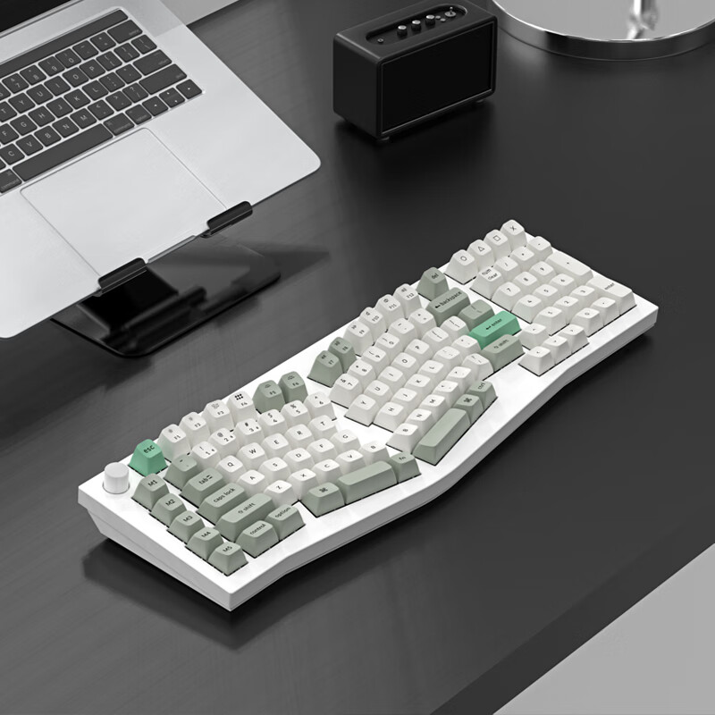 keychron渴创 Q13Max 机械键盘 无线三模键盘 异形Alice键盘 客制化键盘 QMK/VIA开源改键 CNC铝坨坨 Q13Max RGB 热插拔旋钮版 香蕉轴 白色