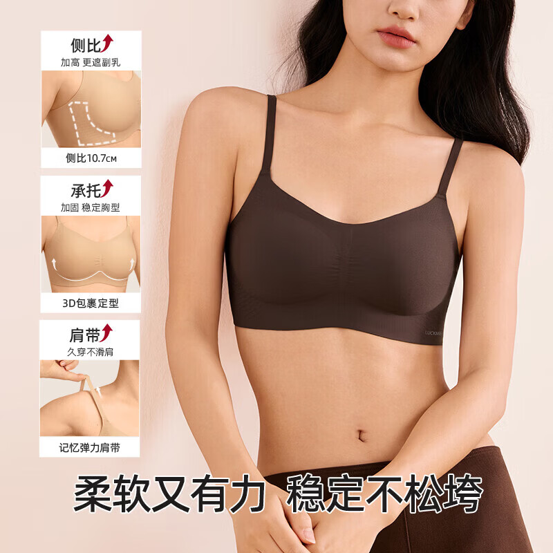 幸棉【2件装】无尺码大方领粉底液无痕内衣聚拢舒适一体背心女士文胸 【2件装】粉底液肤+奶黄色 均码 (A-C/90-125斤/底围70-80)