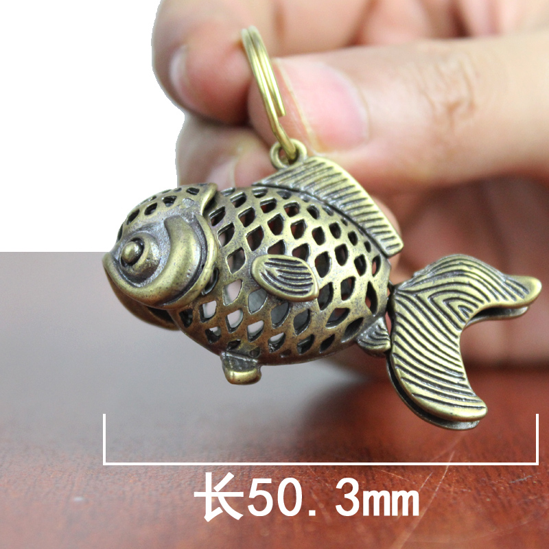 真全铜器纯铜钥匙扣黄铜钥匙扣镂空鱼钥匙扣挂件工艺品挂件 镂空鱼