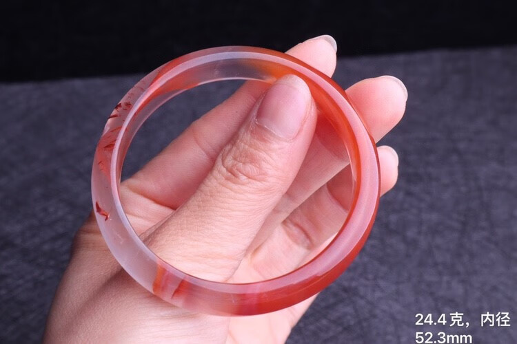 飘花天然 南红冰飘手镯 内径52.3mm