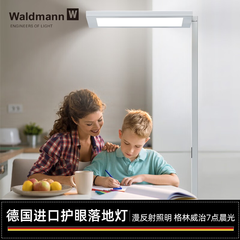 Waldmann德国进口儿童护眼落地灯 沃达迈学生钢琴适用学习阅读台LED大路灯 LAVIGO【14000流明】4000K暖白光