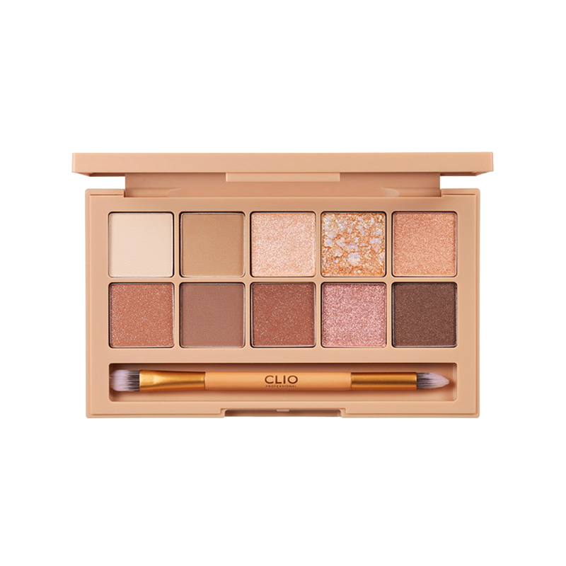 韩国进口珂莱欧clio10色眼影盘立体裸妆碎钻亮片少女系0 6g 10 2号金棕大地色 虎窝购