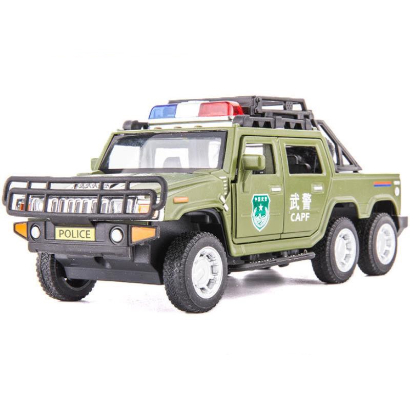 f150丰田悍马特警越野车合金车模儿童玩具车模型 六轮悍马皮卡武警车