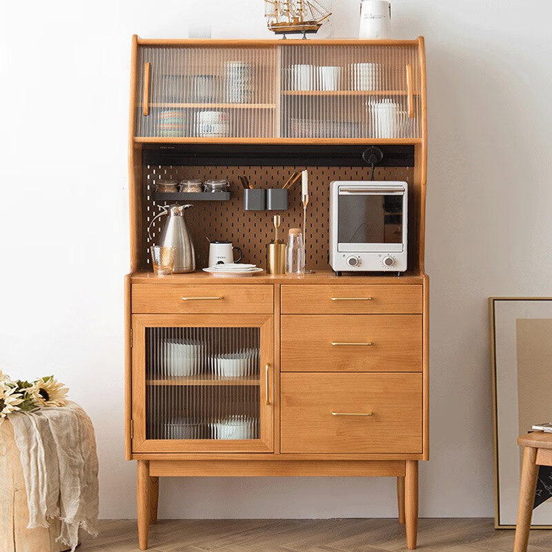 BUI日式实木餐边柜简约创意玻璃门储物柜碗柜客厅展示柜茶水柜收纳柜 支持定制 包安装使用感如何?