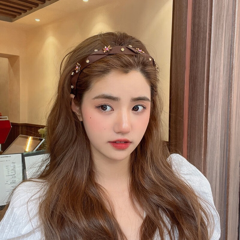 弥俏宽边高颅顶发卡发箍女日常佩戴韩式时尚压发圈头箍女生水晶发捆发