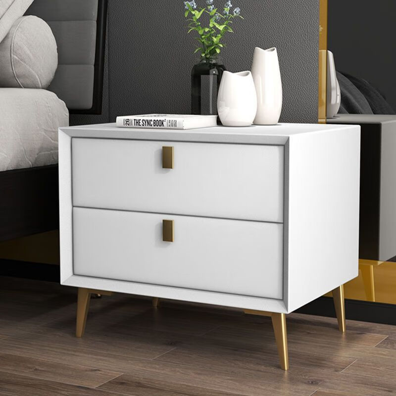 床头柜现代简约皮质全实木整装家用卧室床边储物小 长度35窄度40高度