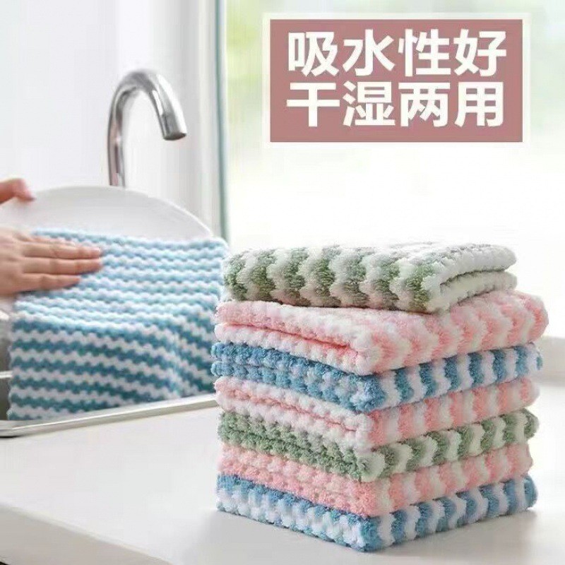 斜月三星珊瑚绒洗碗巾毛巾家务清洁洗碗布干湿两用抹布 10条装珊瑚绒洗碗巾 23*23cm