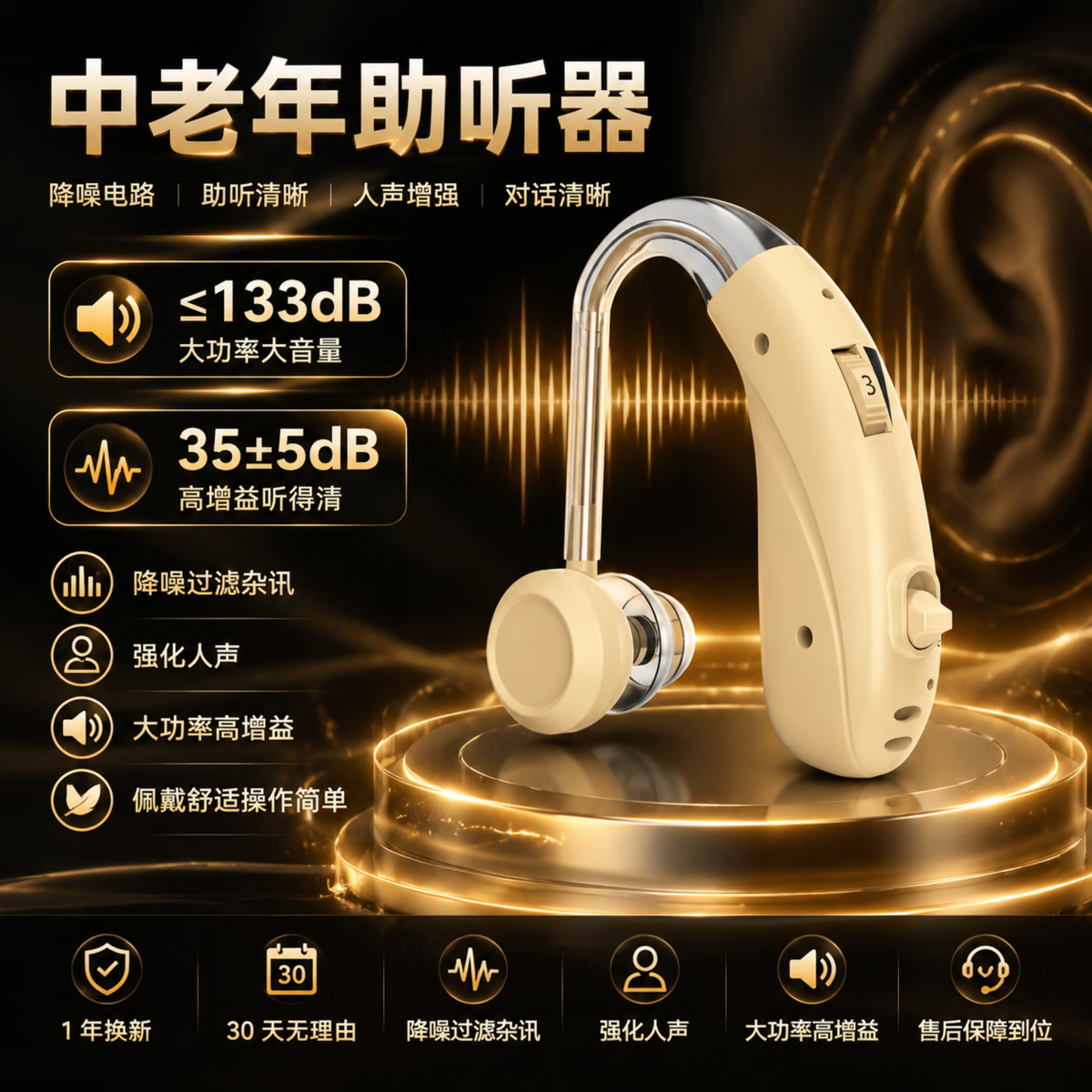 邦之福耳聋耳背老人大功率助听器重度原声助听器隐形老年人数字机 双耳款-中重度适用送收纳盒+充电线+耳塞