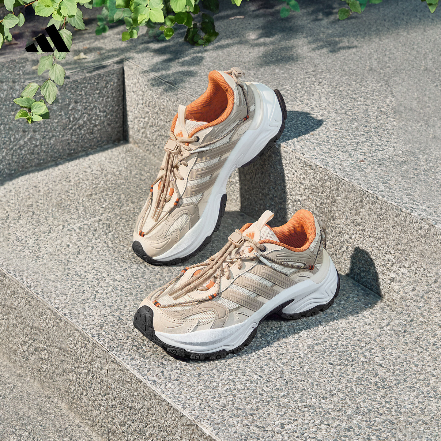 adidas下班鞋 SHADOW FEVER OD稳定缓震回弹休闲老爹鞋阿迪达斯   奇妙白/影迹卡其棕/奇迹棕   37