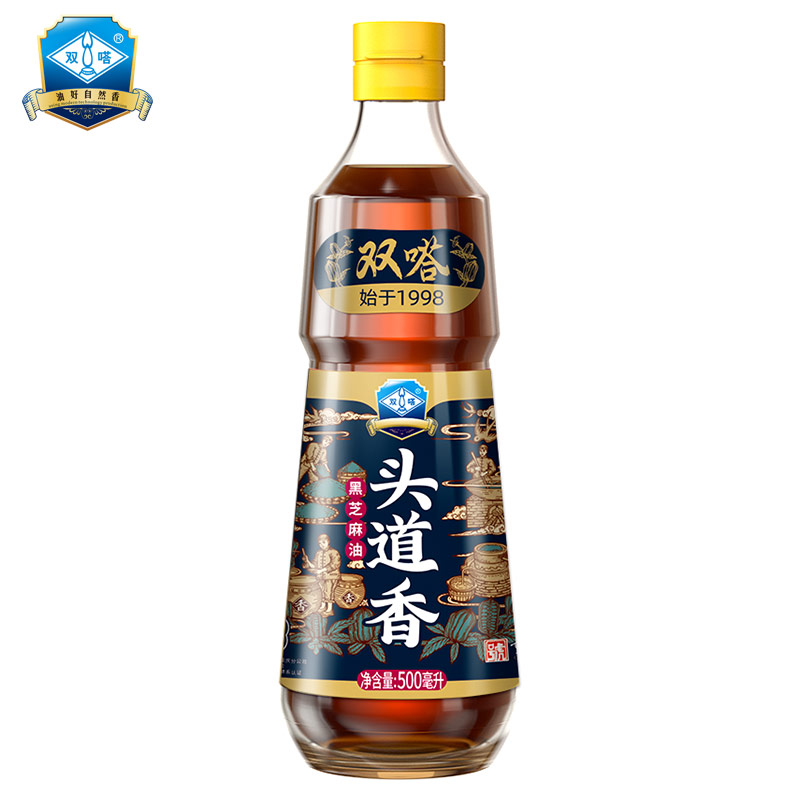 双嗒 头道香芝麻油香油 初榨黑芝麻油 凉拌调味烹饪火锅 500ml