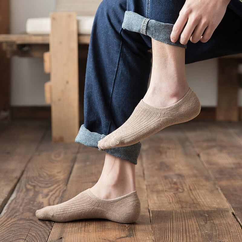 莫代尔男士船袜夏天薄款隐形短袜透气防臭防滑不掉跟棉袜7双装 男士隐形袜硅胶7色混搭