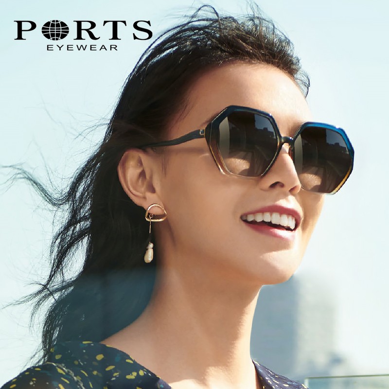ports 宝姿新款时尚太阳镜女开车多边形墨镜潮流百搭防晒psf24001 bkg