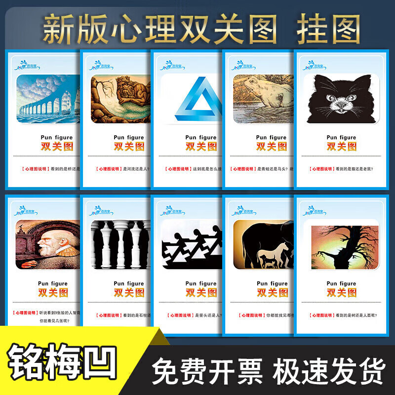 晗畅新版心理学挂图错觉图双关挂图心理健康教育挂图心理咨询室装