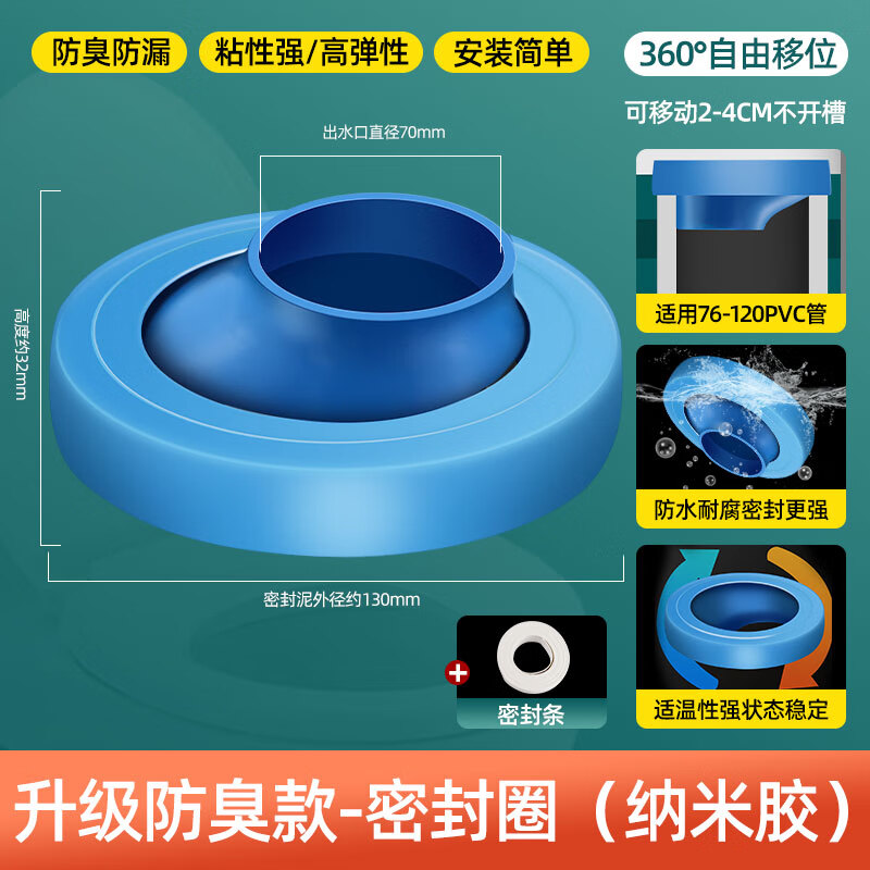 马桶移位器法兰密封圈防臭神器偏心不挖地平移110坐便器配件简易 2-4