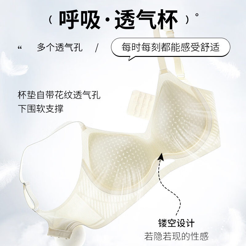 黛安芬无痕冰丝内衣女收副乳聚拢上托防下垂透气薄款文胸 银灰 M 适用(34/75ABC)