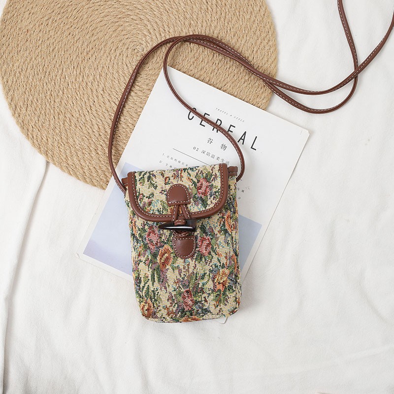 靠森(kaooseen)专柜轻奢品牌日系森系复古帆布文艺绣花百搭迷你小包包