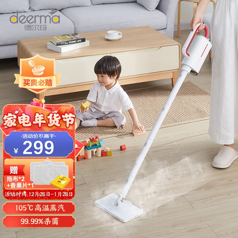 德尔玛 （Deerma）ZQ610  蒸汽拖把 厨房清洁 擦地机家用电动拖把拖地机高温蒸汽清洁机