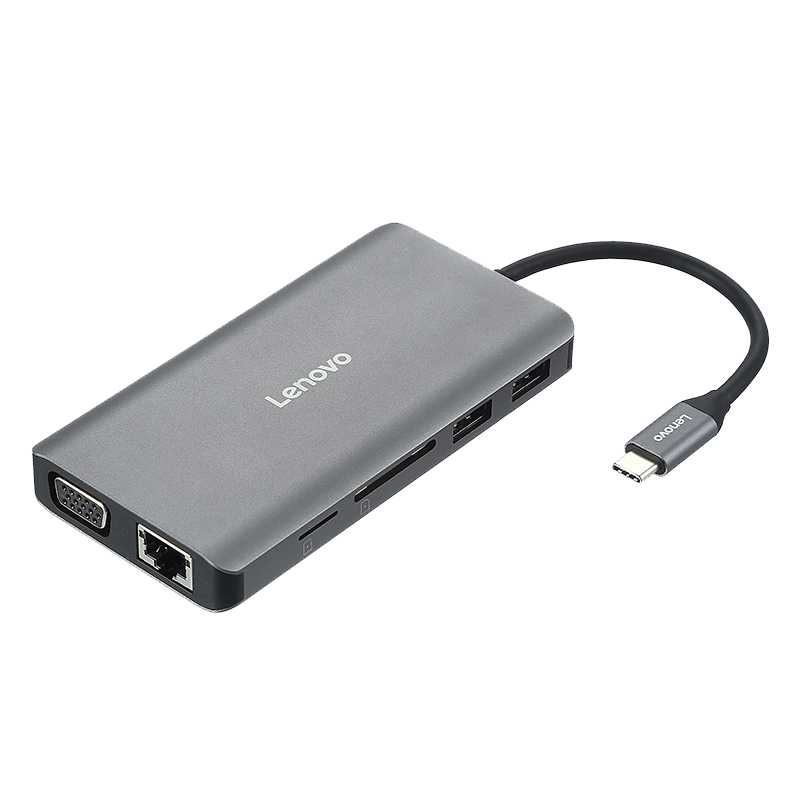聯(lián)想（Lenovo） Type-C轉(zhuǎn)接頭USB-C轉(zhuǎn)換器分線器網(wǎng)線網(wǎng)口接口轉(zhuǎn)接線擴展 HDMI擴展塢轉(zhuǎn)接筆記本 LX0801(Type-C擴展塢 11合1) 即插即用
