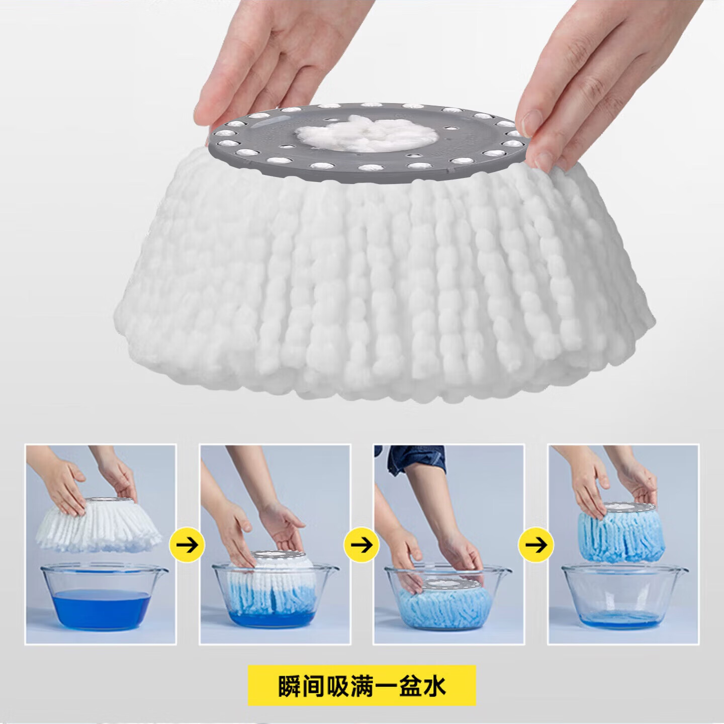 适配大卫拖把头替换头3m大卫拖把布替换头旋转家用拖把替换头妙洁 3个装
