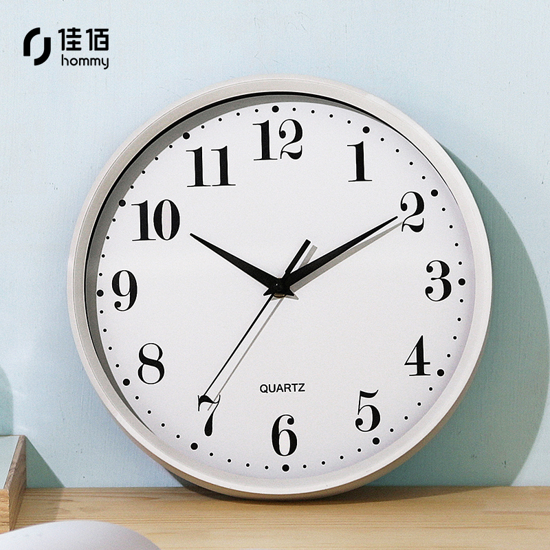 佳佰 欧式时尚静音创意个性客厅书房卧室家用时钟挂钟11英寸挂表钟表挂墙计时石英钟FX-5867KK(928)白色