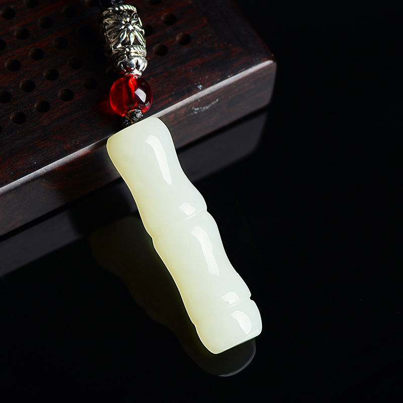 靳钰晨 和田玉竹子吊坠节节高升竹子挂件竹报平安男女款玉佩玉坠玉石