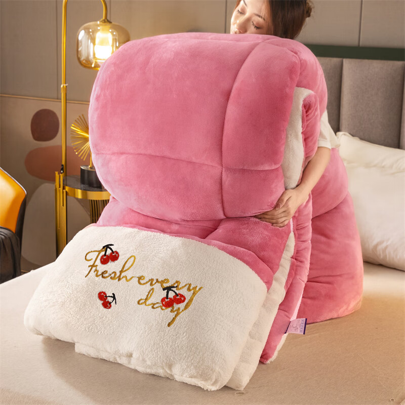 【新款】单人被超暖被子丝被芯加绒被宿舍单人牛奶绒机洗羊羔绒冬被6