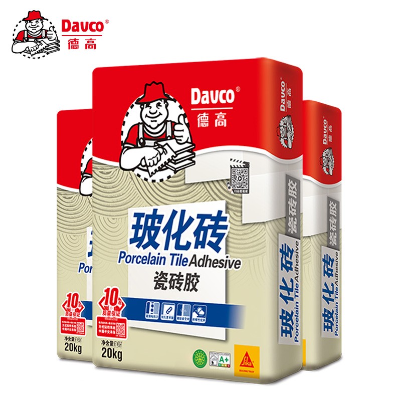 德高（Davco）瓷砖胶玻化砖 强力抗下坠瓷砖粘结剂 强力贴砖瓷砖套餐 10包瓷砖胶+1个齿形刮板