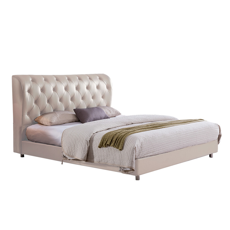 慕思皮床 北欧风主卧双人床软包床进口头层牛皮1.8m皮床大床多色可选 塞纳时光 黑色 1500*2000