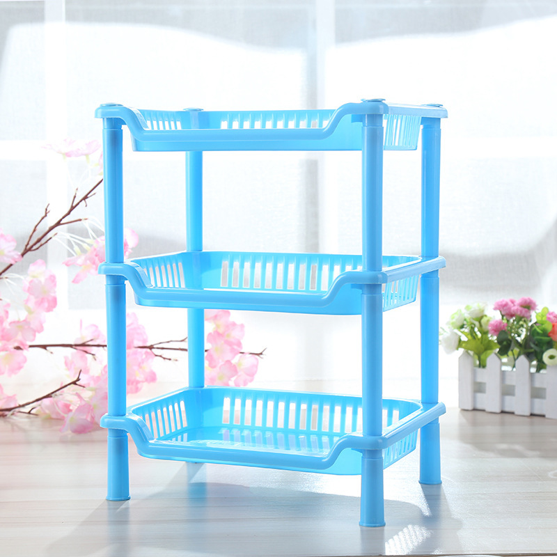 派代(paidai) 桌面收纳架浴室置物架厨房收纳塑料储物架 蓝色