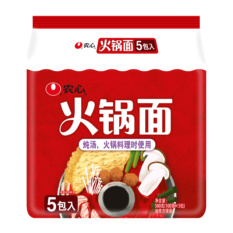 农心 火锅面 纯面饼 五连包 100g*5包