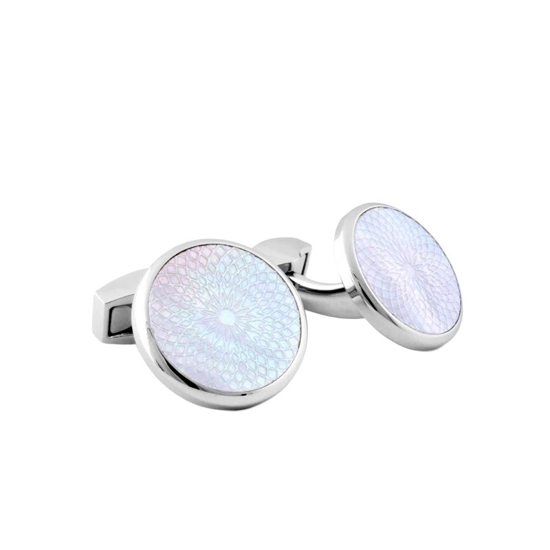 TATEOSSIAN【新春礼物】贝母玑镂雕花珍珠袖扣男士衬衣袖口钉袖钉 银色(现货）