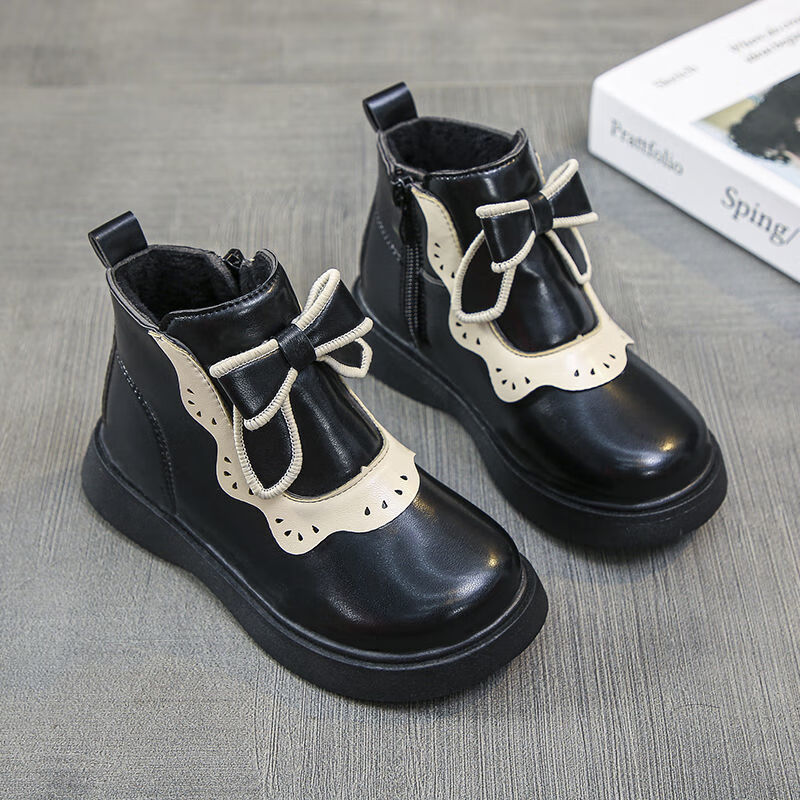 dai)女童短靴新款儿童马丁靴二棉加绒公主靴女孩3-11岁中小童棉鞋潮