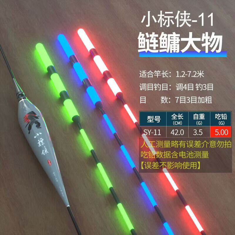2026夜光漂全蓝加粗醒目咬钩变色夜光鱼漂日夜两用超亮电子漂 7目3目加粗SY-11【吃铅5.0】 新升级【蓝绿加粗】2支【咬钩变色】配电池 京东折扣/优惠券