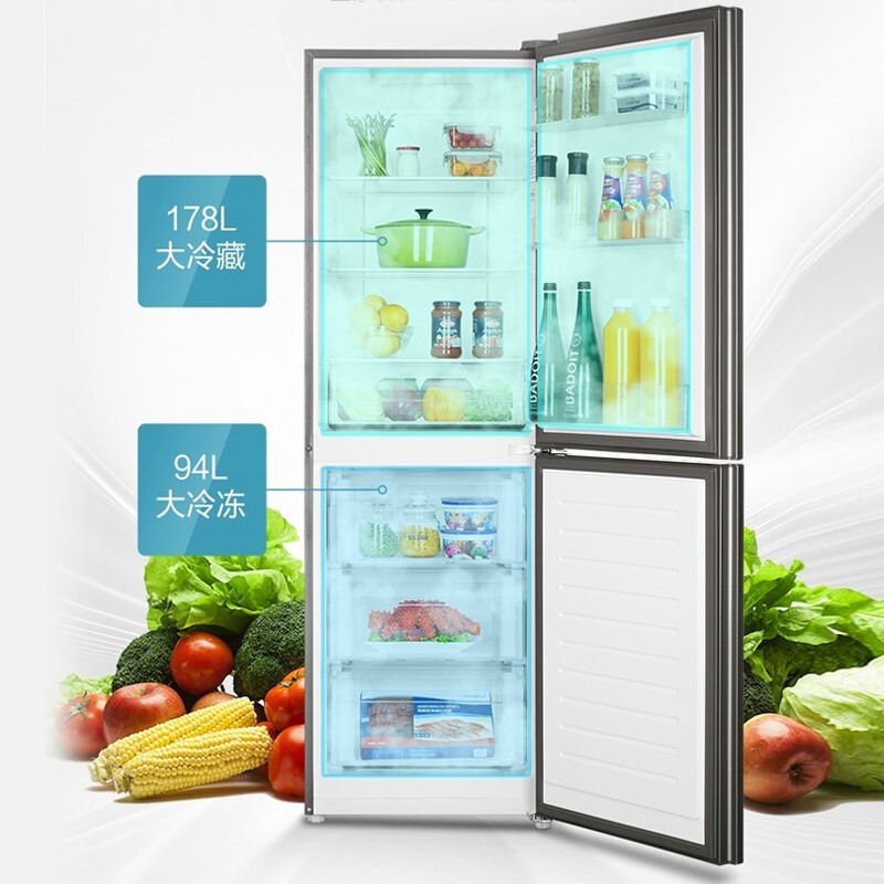 Haier/海尔两门冰箱272升双变频风冷无霜小型家用双门电冰箱大容量宿舍租房BCD-272WDPD 深空灰拉丝外观 匠心工艺 大两门272升